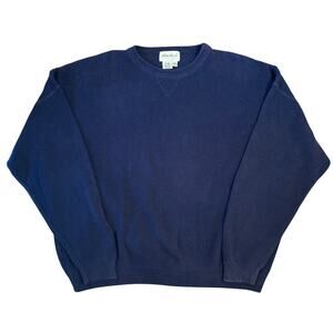 VTG Eddie Bauer Sweater 100% Cotton Ribbed Heavy 90s Blue Made In USA Men’s XL